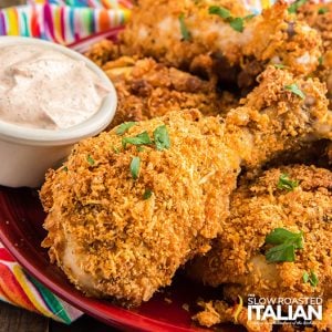 closeup of keto fried chicken recipe