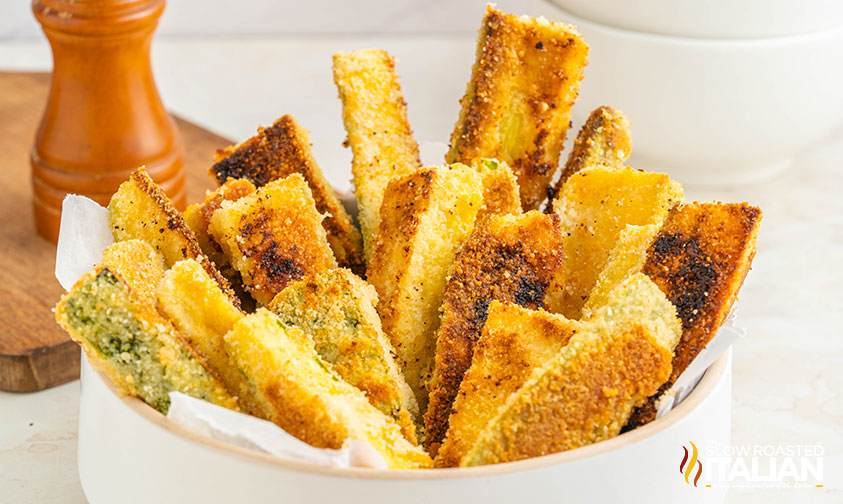 closeup of keto zucchini fries