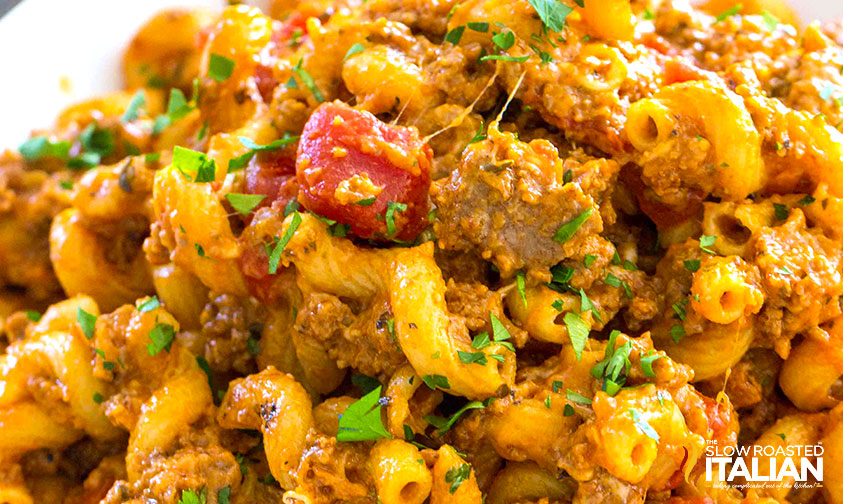 closeup of american goulash