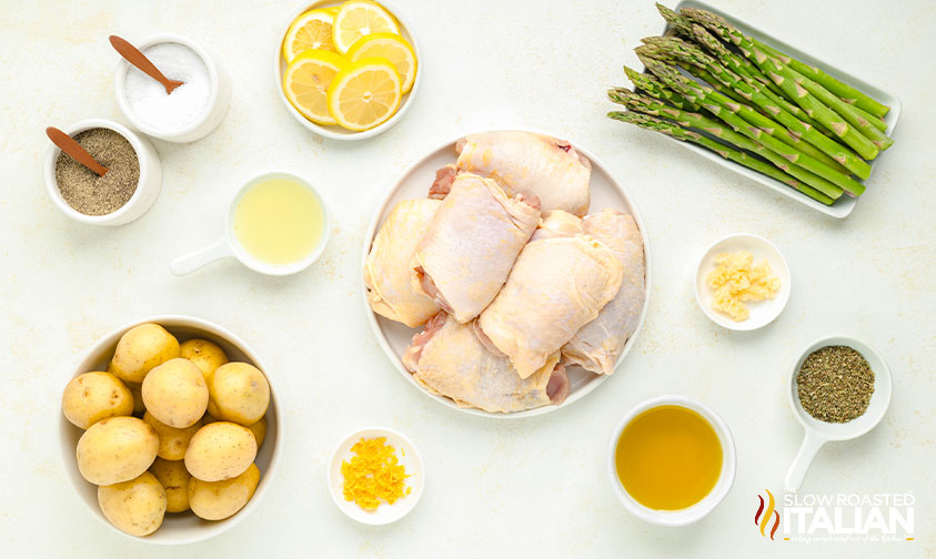 ingredients for sheet pan lemon chicken