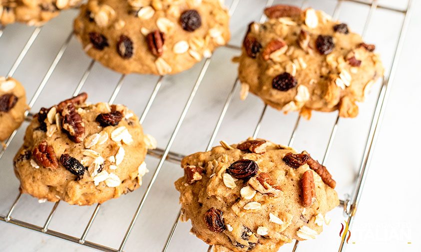 applesauce oatmeal cookies cooling on wire rack