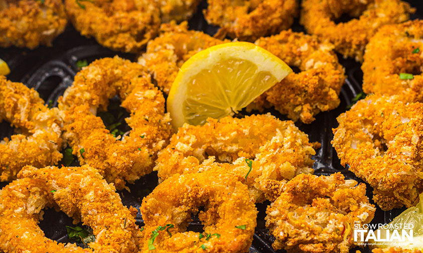 fried calamari in air fryer basket