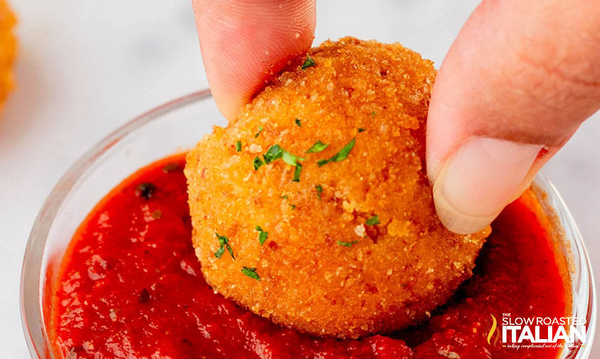 goat cheese balls dipped in marinara