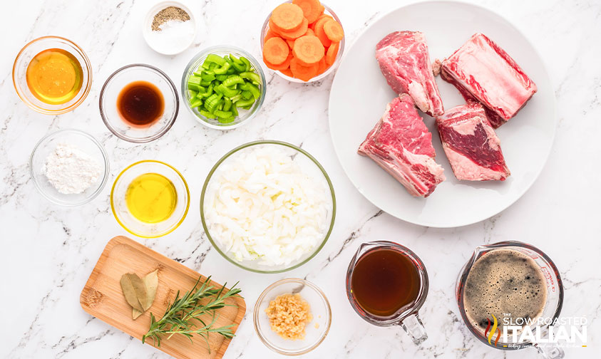 ingredients for beer braised short ribs recipe