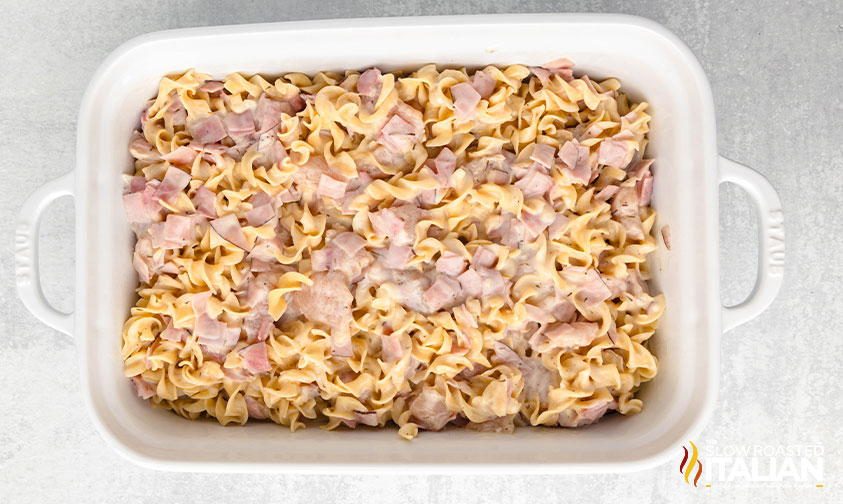 chicken cordon bleu added to baking dish