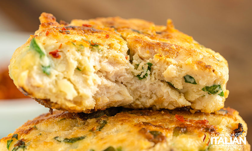 closeup of stacked chicken fritters