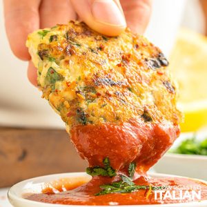 closeup of cheesy chicken fritters