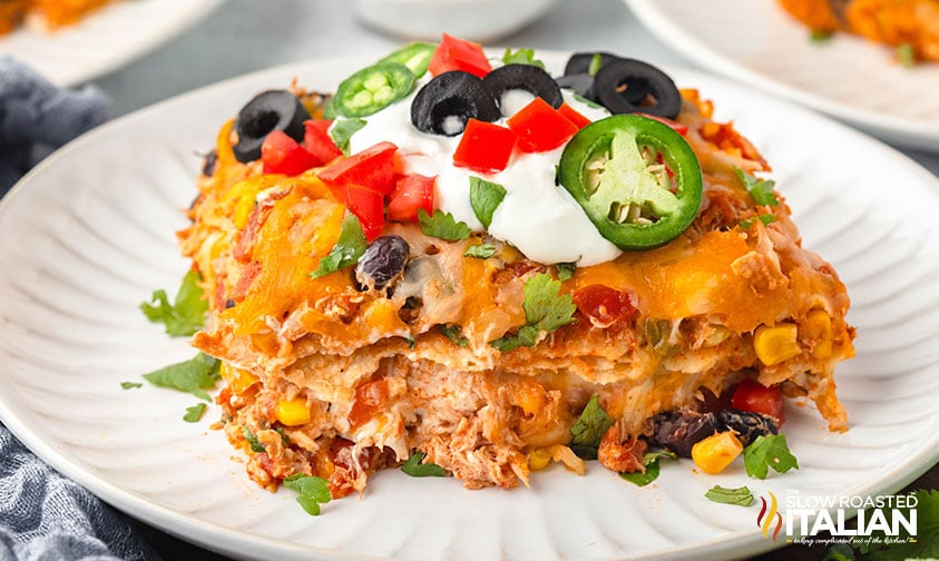 closeup of chicken taco casserole