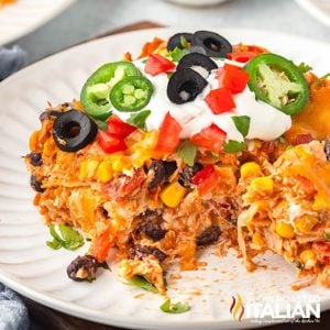 closeup of chicken taco casserole