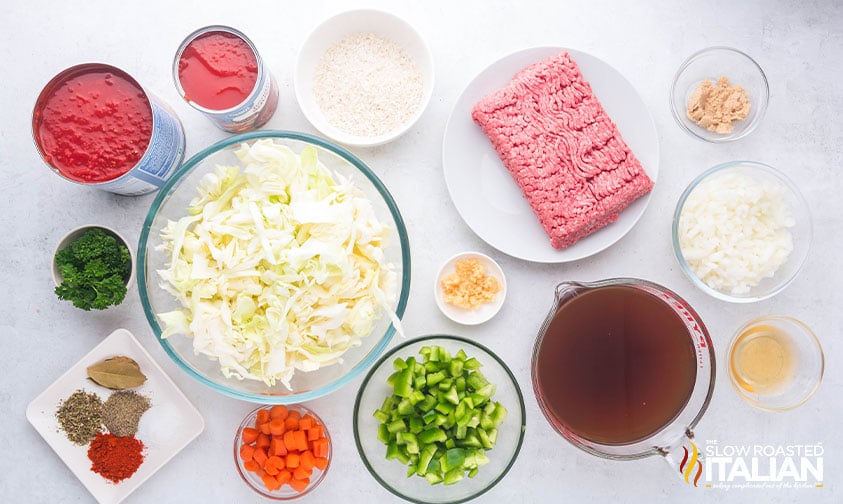 ingredients for crockpot cabbage rolls soup recipe