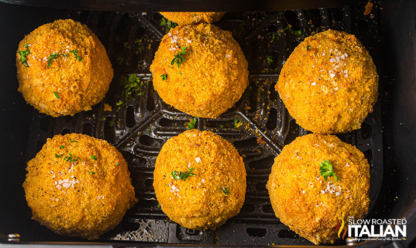 arancini balls in air fryer basket