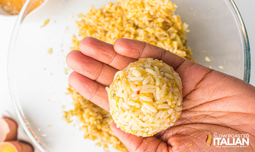 forming arancini balls by hand