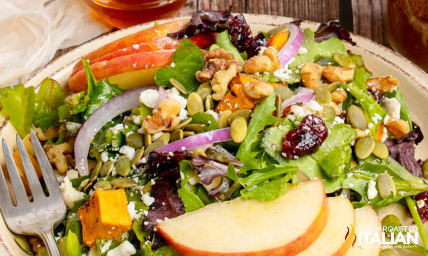 closeup of fall harvest salad