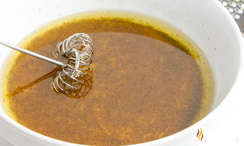 mixed vinaigrette in a small bowl