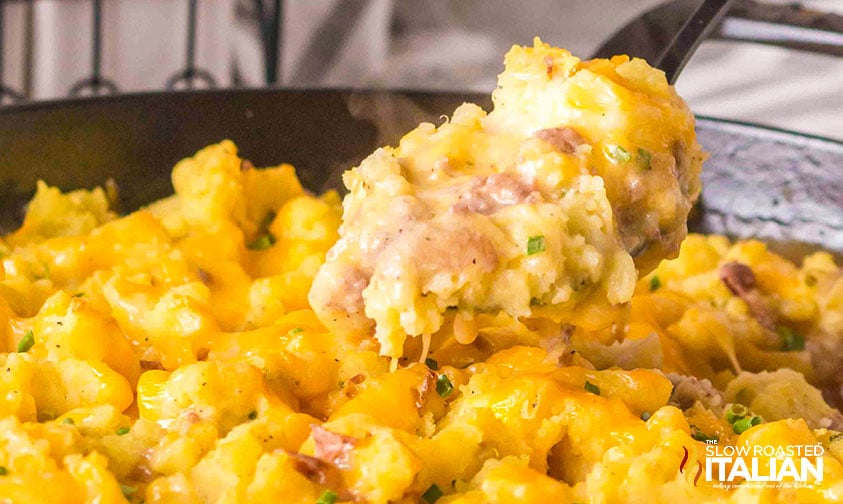 closeup of hamburger potato casserole