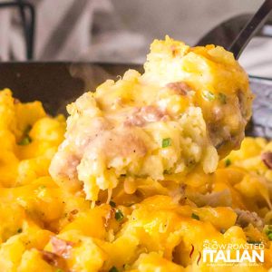 closeup of hamburger potato casserole