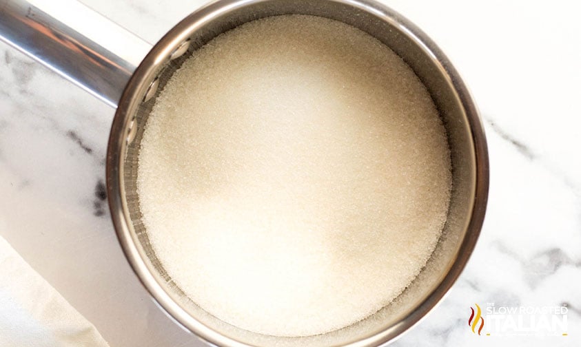 granulated sugar in a sauce pan