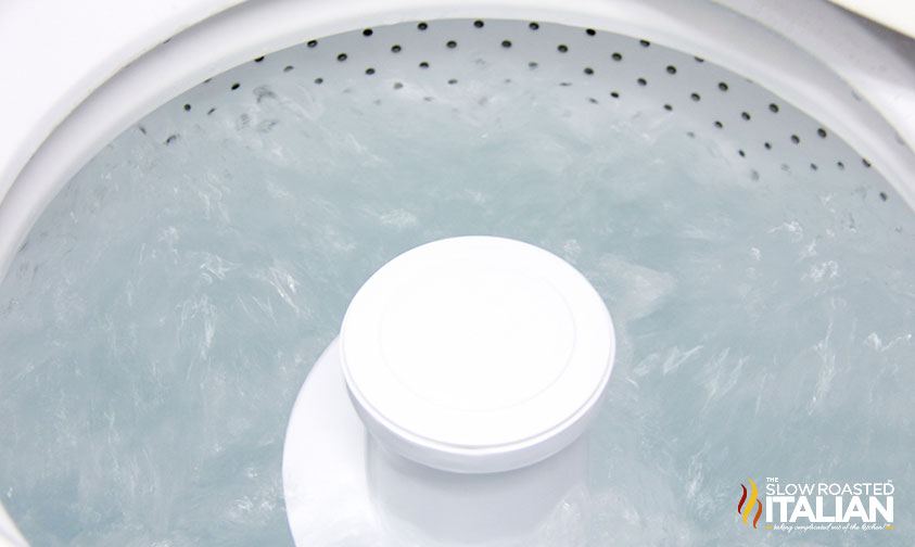 top loading washer filled with water and vinegar