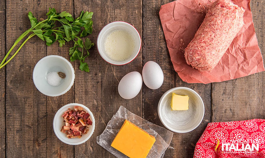 ingredients for keto meat lovers omelet