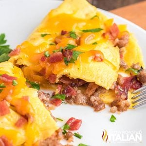 closeup of keto meat lovers omelette