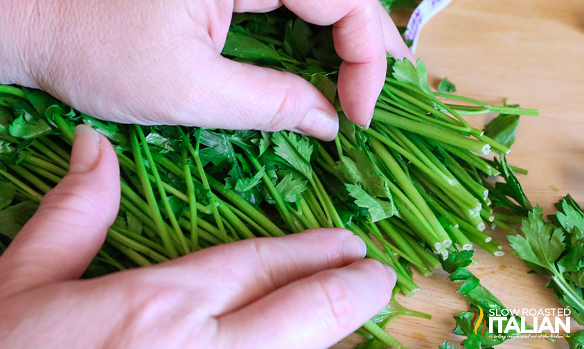 trimming fresh herbs