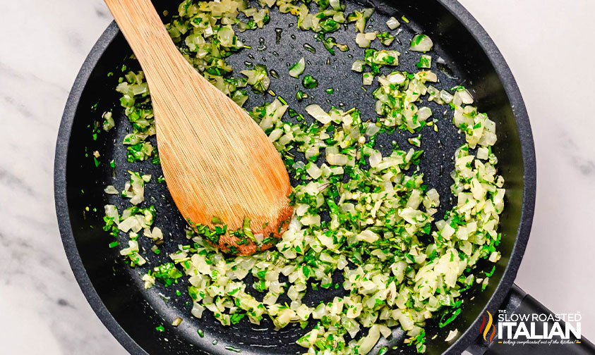 onion and garlic in a skillet