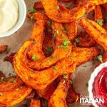 closeup of air fryer pumpkin fries