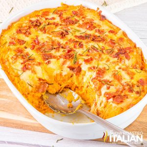 closeup of savory sweet potato casserole