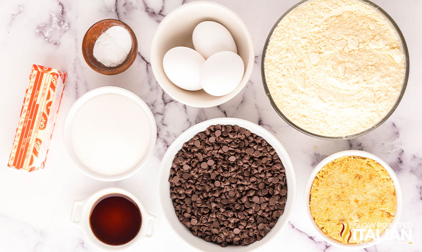 ingredients for sheet pan chocolate chip cookies