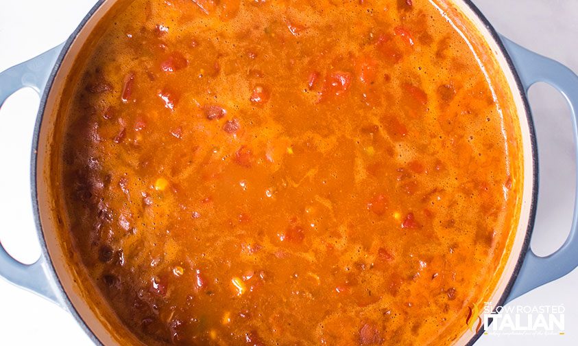 simmering 7 can taco soup in dutch oven