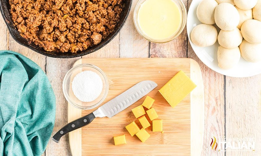 ingredients to make sloppy joe stuffed pretzel bites