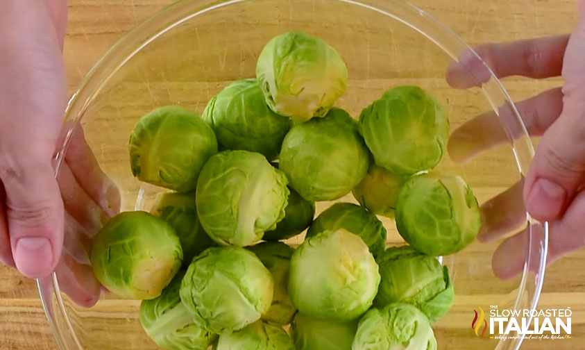 brussel sprouts rinsed and place in a large bowl