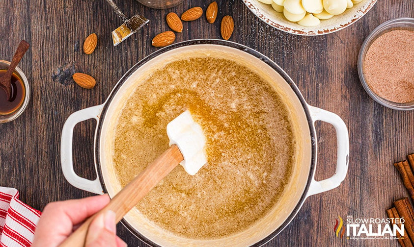 melting butter and sugar in a saucepan