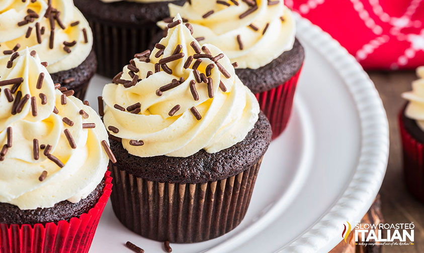 hot chocolate cupcakes on a plate