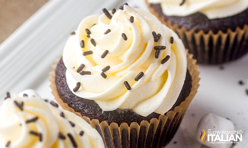 closeup of hot chocolate cupcake