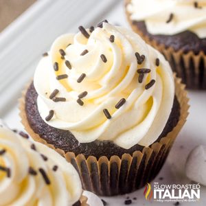 closeup of a hot chocolate cupcake