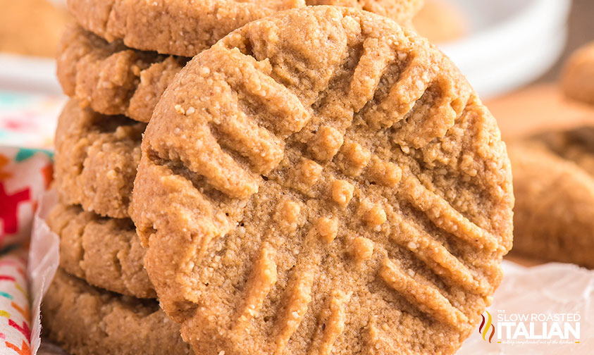 closeup of keto peanut butter cookies