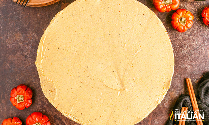 top view of no bake pumpkin cheesecake