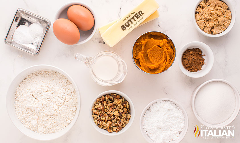 ingredients for pumpkin streusel muffins