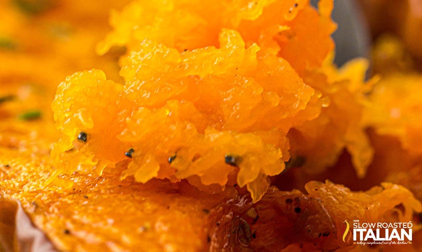 closeup of air fryer butternut squash