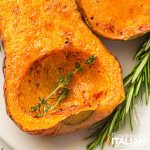 closeup of air fryer butternut squash