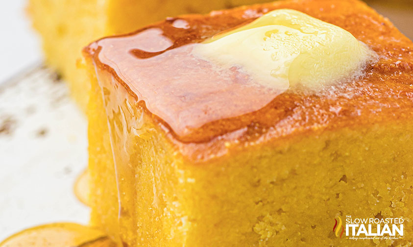 closeup of air fryer corn bread