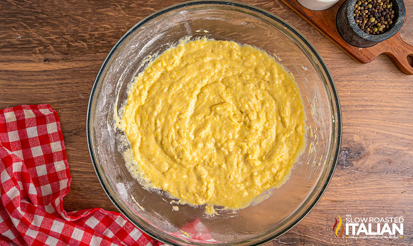 corn muffin batter in large mixing bowl