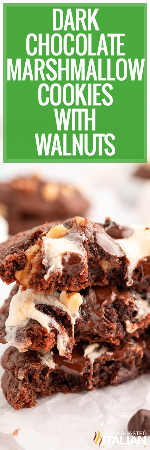 Dark Chocolate Marshmallow Cookies with Walnuts - PIN