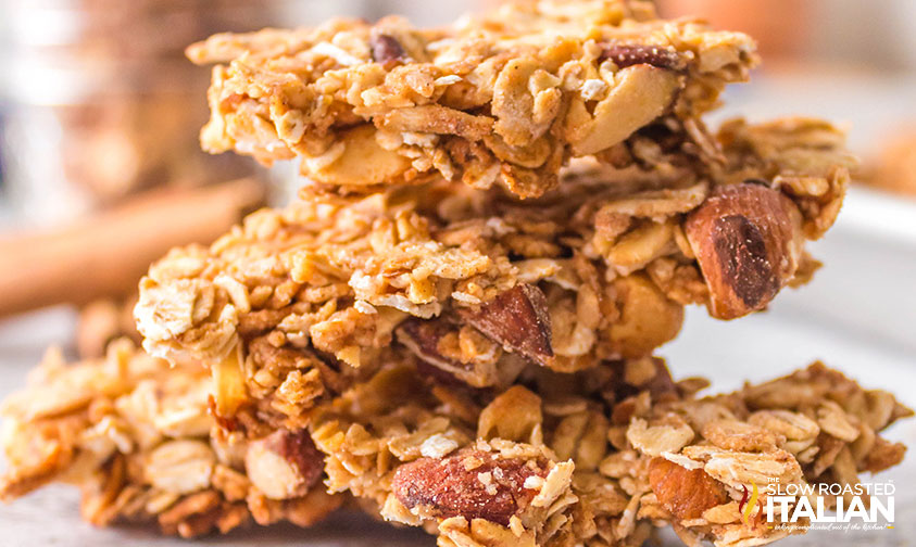 stacked pieces of easy air fryer granola