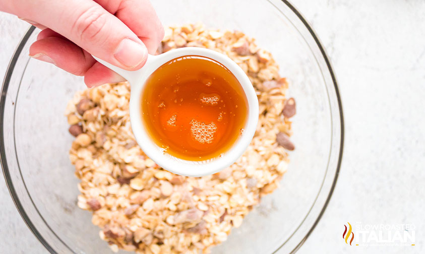 adding honey to air fryer granola ingredients