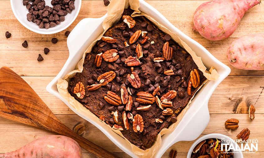 baked fudgy sweet potato brownies