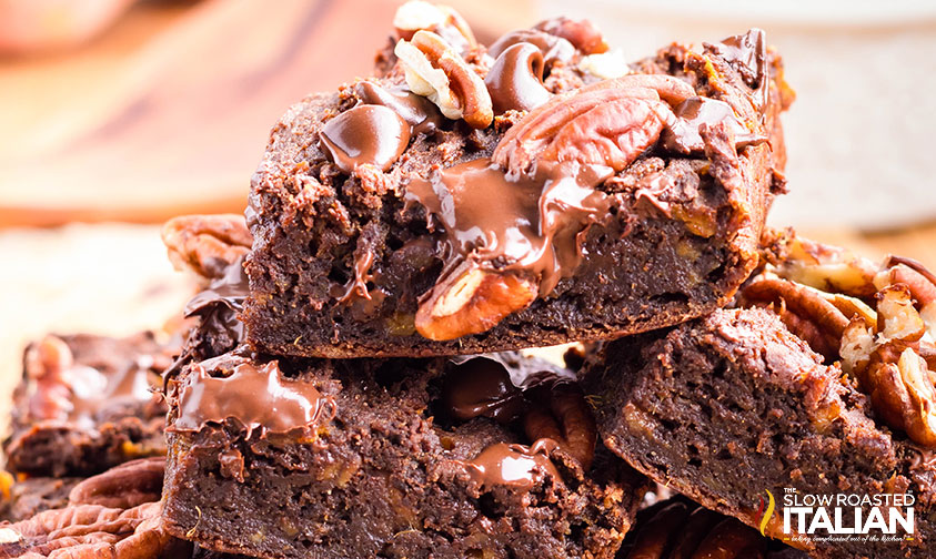 stacked fudgy sweet potato brownies