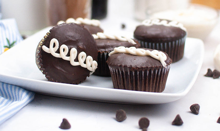 hostess cupcakes decorated and sitting on a plate