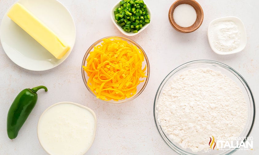 ingredients for jalapeno cheddar biscuits recipe